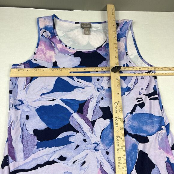Chicos Midi Sleeveless Dress Floral Asymmetric Hem Stretchy Casual 1 MEDIUM - Picture 6 of 9